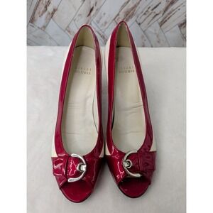 Stuart Weitzman Vintage Red Patent Leather Color Block Heels